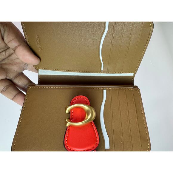 Coach Tabby Wallet In Orange Red Gold Hardware NIB - Picture 7 of 7